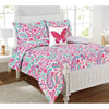 Kids Girls Teen Paisley Comforter Set Swirls Bedding Butterfly Pillow Hippie ThemedReversible Water Stripes Polyester