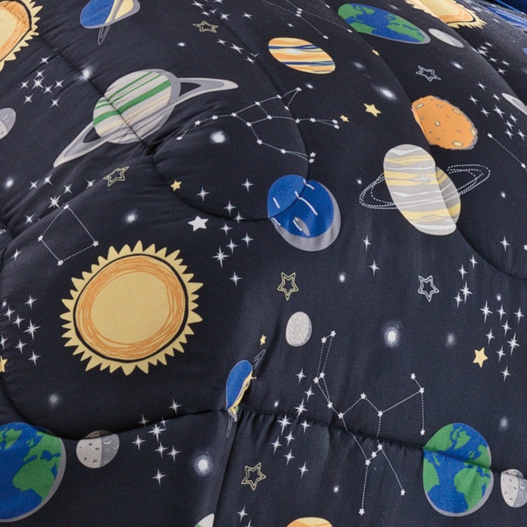 Kids Space Adventure Comforter Set Graphic Sun Stars Planet Motifs Teen Themed Kids Bedding Bedroom Casual Polyester