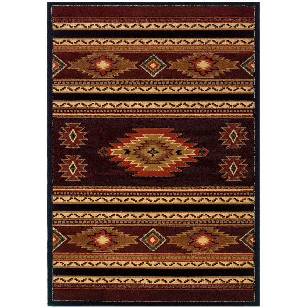 1'10"x3ft Orange Brown Black Colored Geometric Terracotta Accent Rug Indoor Southwestern Indian Inspired Lodge Cabin Native American Mat Fireplace - Diamond Home USA