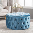 One Ottoman Tufted Themed Velvet Trendy Modern Chic Stylish Elegant Home Design Accent Luxurious Seating Foot Stool Polyester Wood