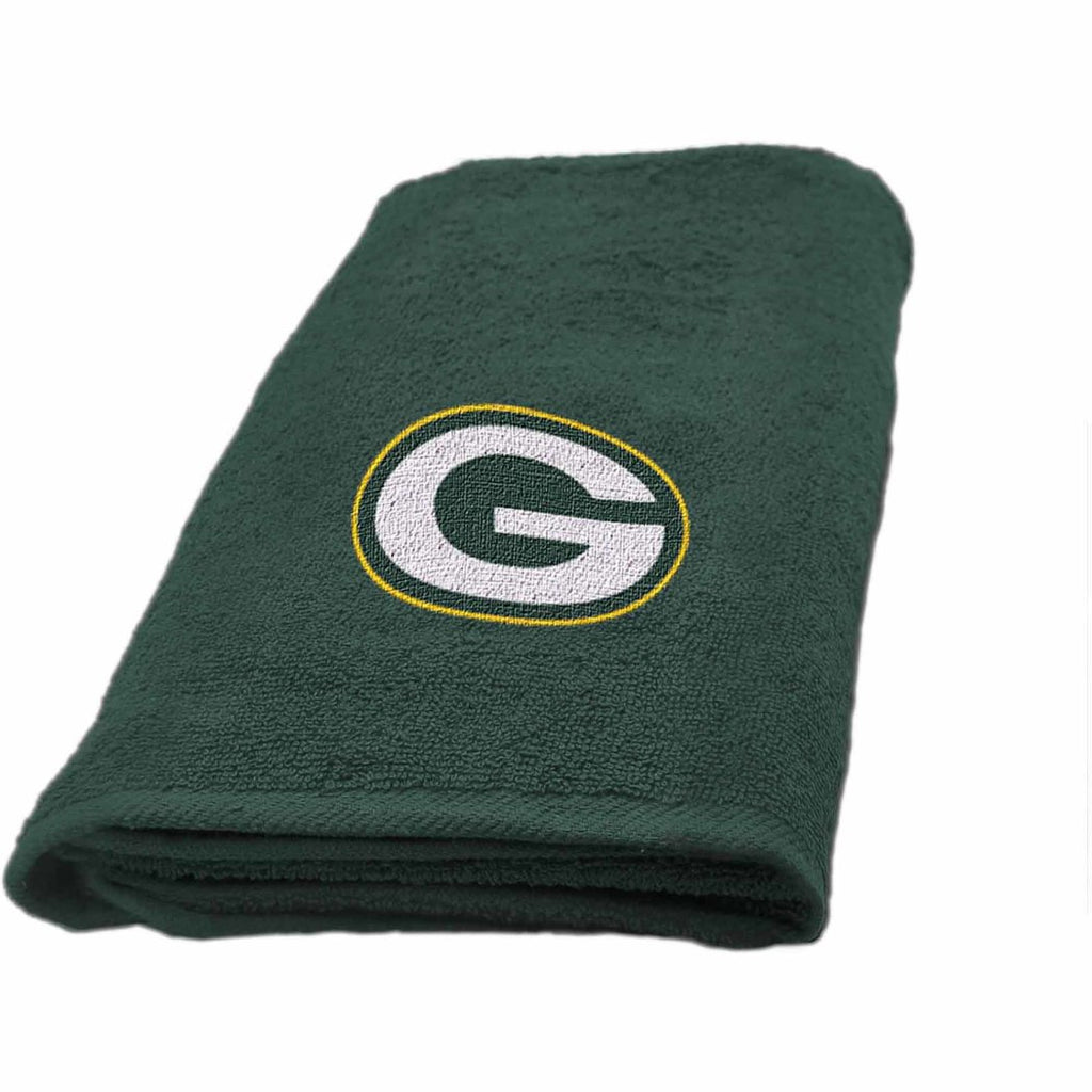 NFL Packers Hand Towel 26 X 15 Inches Football Themed Applique Sports Patterned Team Logo Fan Merchandise Athletic Spirit Gold Dark Green Polyester - Diamond Home USA