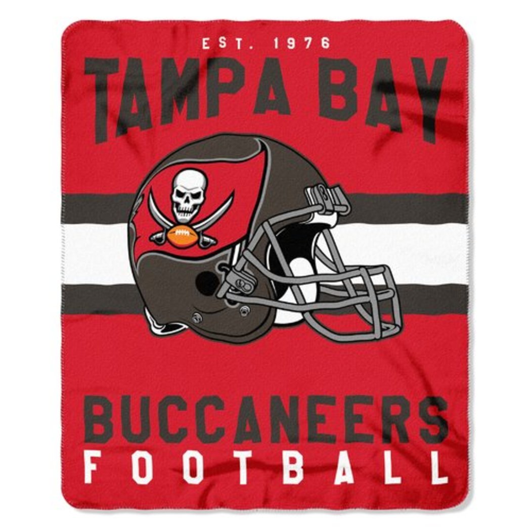 NFL Buccaneers Throw Blanket 50 X 60 Inches Football Themed Bedding Sports Patterned Team Logo Fan Merchandise Athletic Team Spirit Fan Black Red