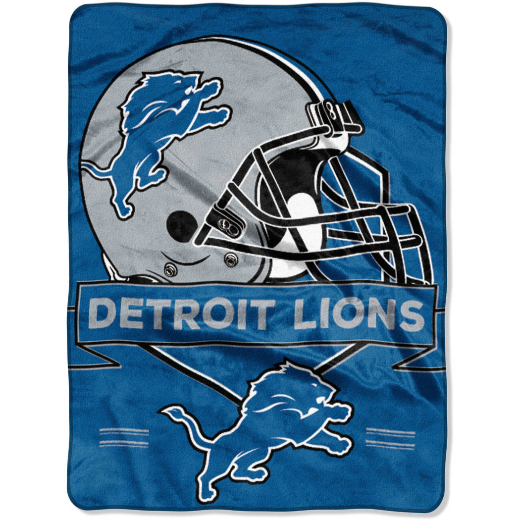 NFL Lions Throw Blanket 60 X 80 Inches Football Themed Bedding Sports Patterned Team Logo Fan Merchandise Athletic Team Spirit Fan Honolulu Blue Black
