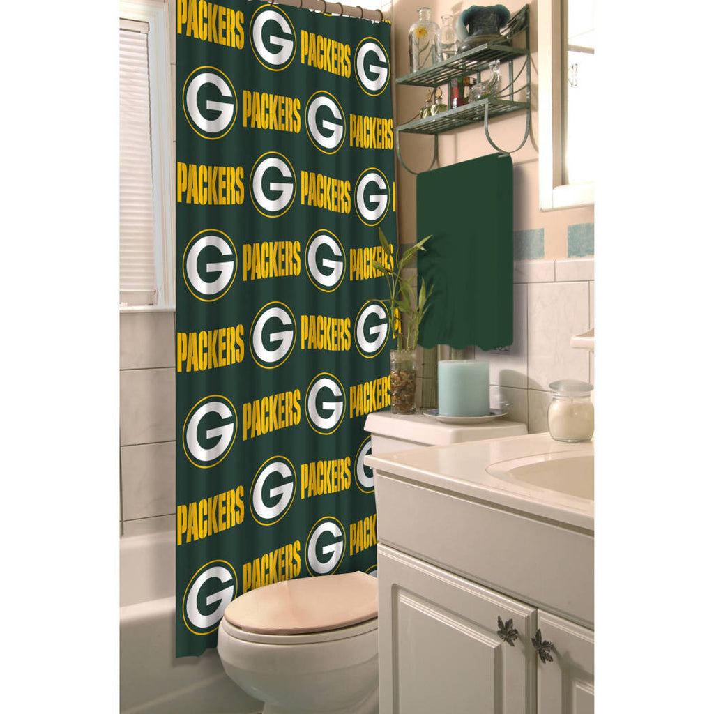 NFL Packers Shower Curtain 72 X 72 Inches Football Themed Bedding Sports Patterned Team Logo Fan Merchandise Bathroom Curtain Athletic Team Spirit Fan - Diamond Home USA