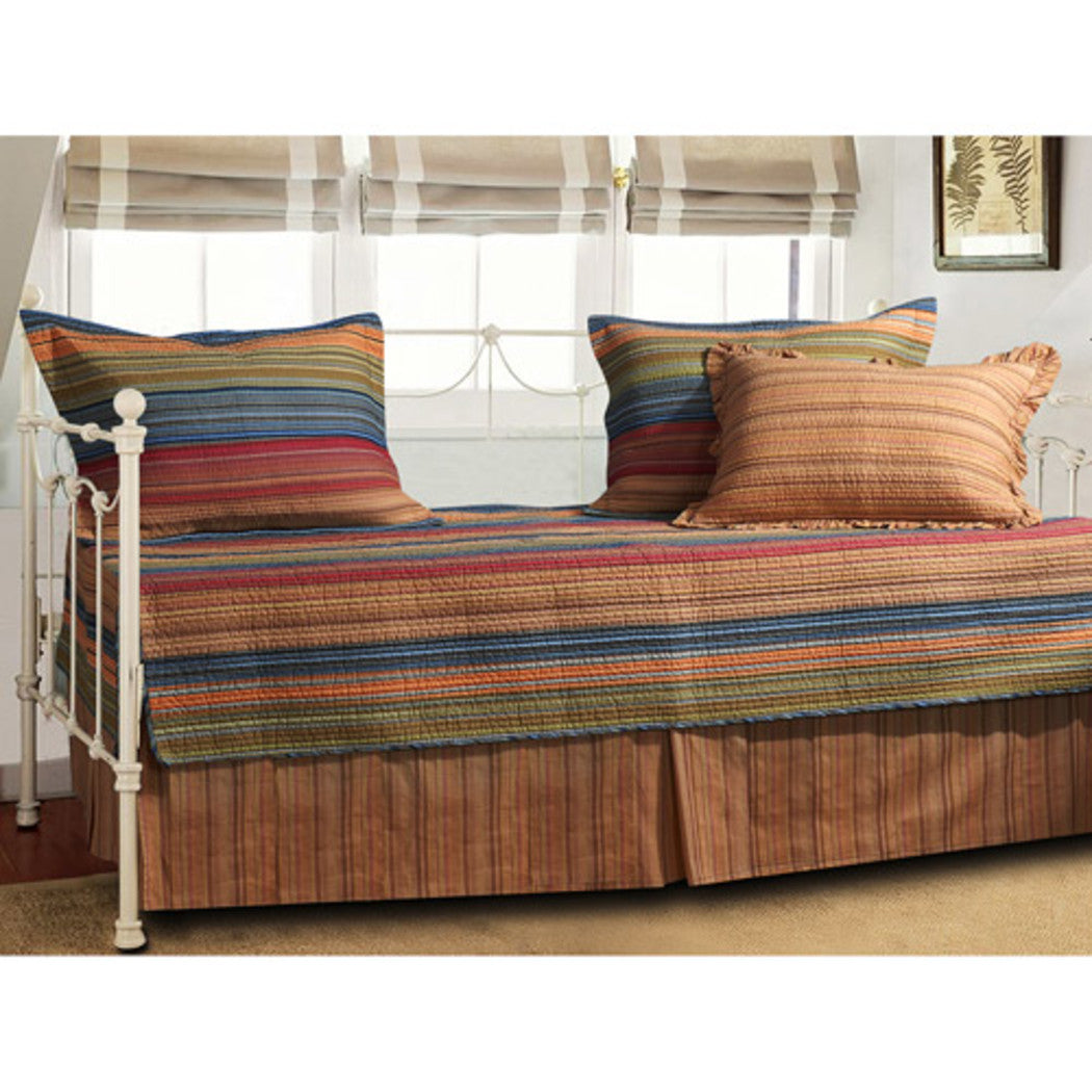 Blue Orange Red Stripe Daybed Cover Set Geometric Nautical