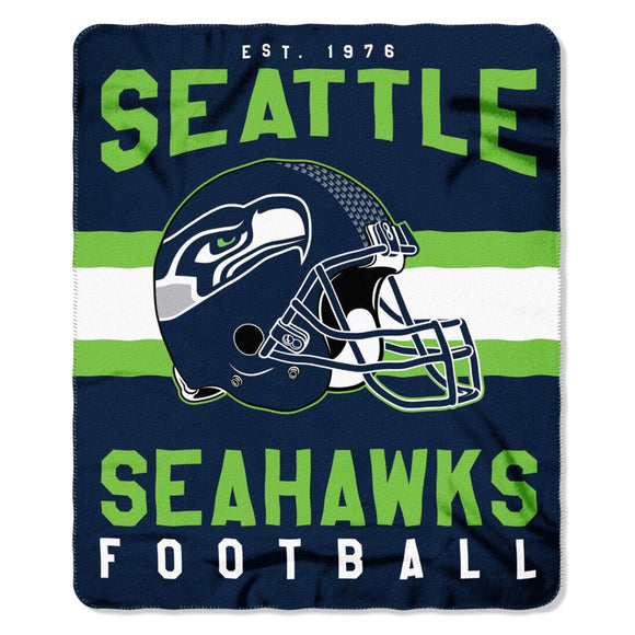 NFL Seahawks Throw Blanket 50 X 60 Inches Football Themed Bedding Sports Patterned Team Logo Fan Merchandise Athletic Team Spirit Fan Blue Bright