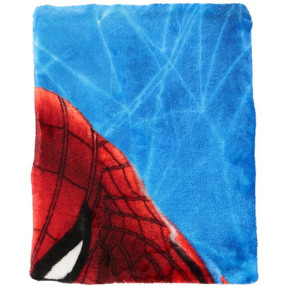 Kids Blue Red Spider Man Captain America Shield Themed Blanket Twin (50