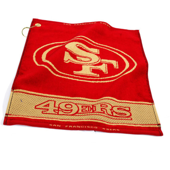 NFL 49ers Golf Towel 16 X 19 Inches Football Themed Applique Sports Patterned Team Logo Fan Merchandise Athletic Spirit Scarlet Gold Polyester - Diamond Home USA