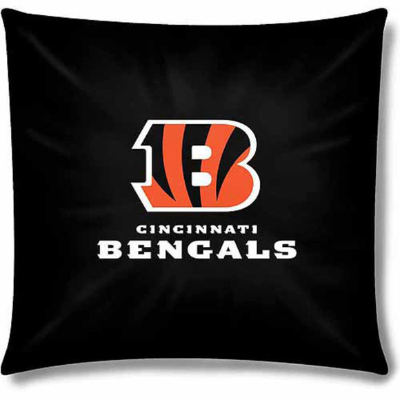 NFL Bengals Throw Pillow 15 Inches Football Themed Accent Pillow Bedroom Sofa Sports Patterned Team Color Logo Fan Merchandise Athletic Spirit Black - Diamond Home USA
