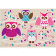 2'7" X 3'9" Kids Color Owl Printed Area Rug Indoor Bird Sitting Tree Branches Natural Leaf Printed Bedroom Rectangle Carpet Large Flooring Mat Pink - Diamond Home USA