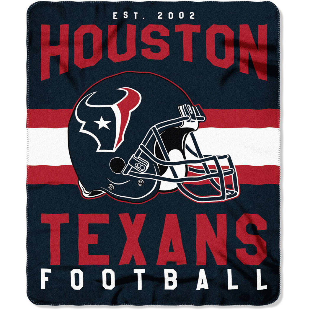 Nfl Texans Throw Blanket 50 X 60 Inches Football Themed Bedding Sports Patterned Team Logo Fan Merchandise Athletic Team Spirit Fan Blue Red Fleece