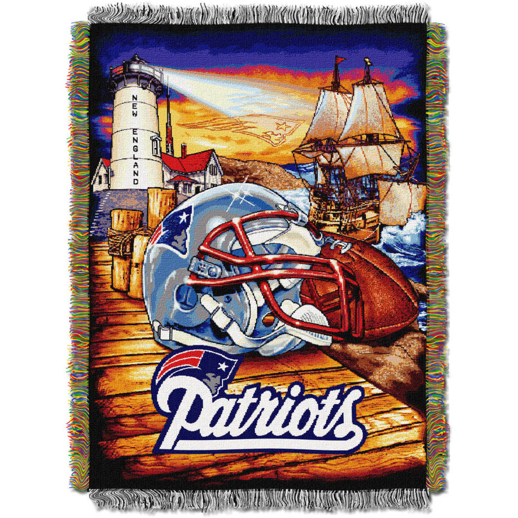 NFL Patriots Throw Blanket 48 X 60 Inches Football Themed Bedding Sports Patterned Team Logo Fan Merchandise Athletic Team Spirit Fan Natuical Blue