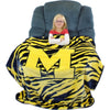 NCAA Wolverines Theme Blanket (50"Wx60"L) Yellow Navy Blue Collegiate Football Themed Bedding Sports Patterned Team Logo Fan Merchandise Athletic Team