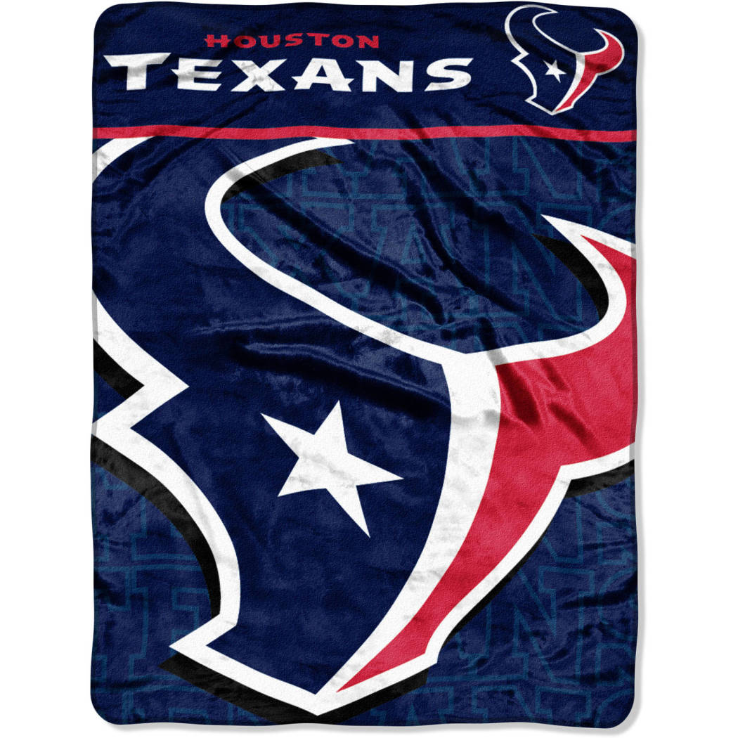 NFL Texans Raschel Throw Blanket 46 X 60 Inches Football Themed Bedding Sports Patterned Team Logo Fan Merchandise Athletic Team Spirit Fan Steel Blue