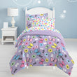 Girls Whimsical Butterfly Floral Comforter Sheet Set Allover Flower Butterflies Pattern Kids Bedding Garden