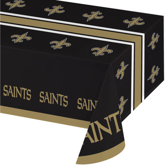 54 X 102 Inch NFL Saints Tablecloth Football Themed Rectangle Table Cover Sports Patterned Team Color Logo Fan Merchandise Athletic Spirit Gold Black - Diamond Home USA