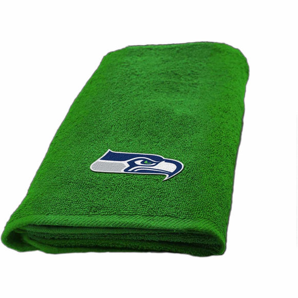 NFL Seahawks Hand Towel 26 X 15 Inches Football Themed Applique Sports Patterned Team Logo Fan Merchandise Athletic Spirit Blue Bright Green Silver - Diamond Home USA
