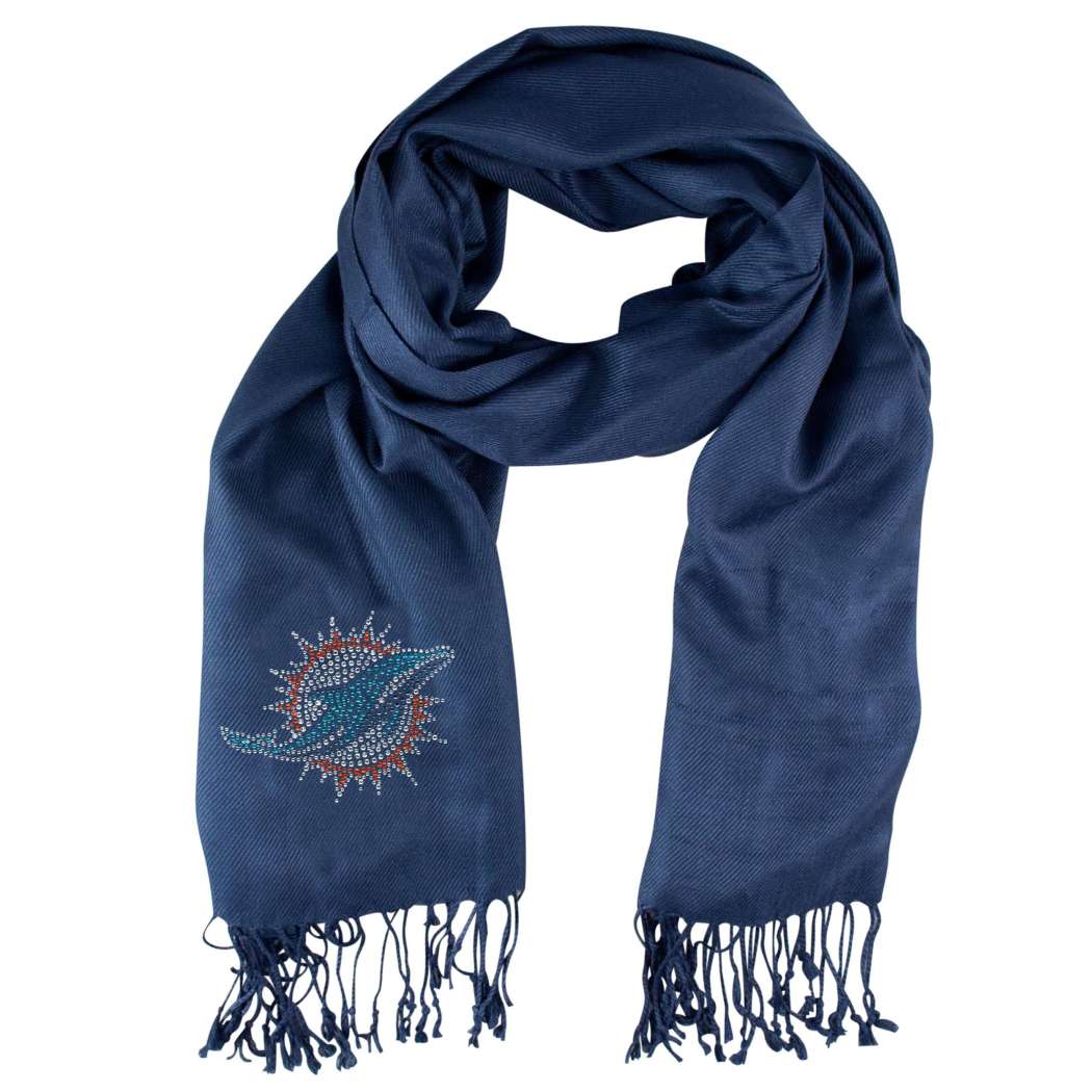 Nfl Dolphins Scarf 70 X 25 Inches Football Themed Woman Accessory Sports Patterned Team Logo Fan Merchandise Athletic Team Spirit Fan White Orange - Diamond Home USA