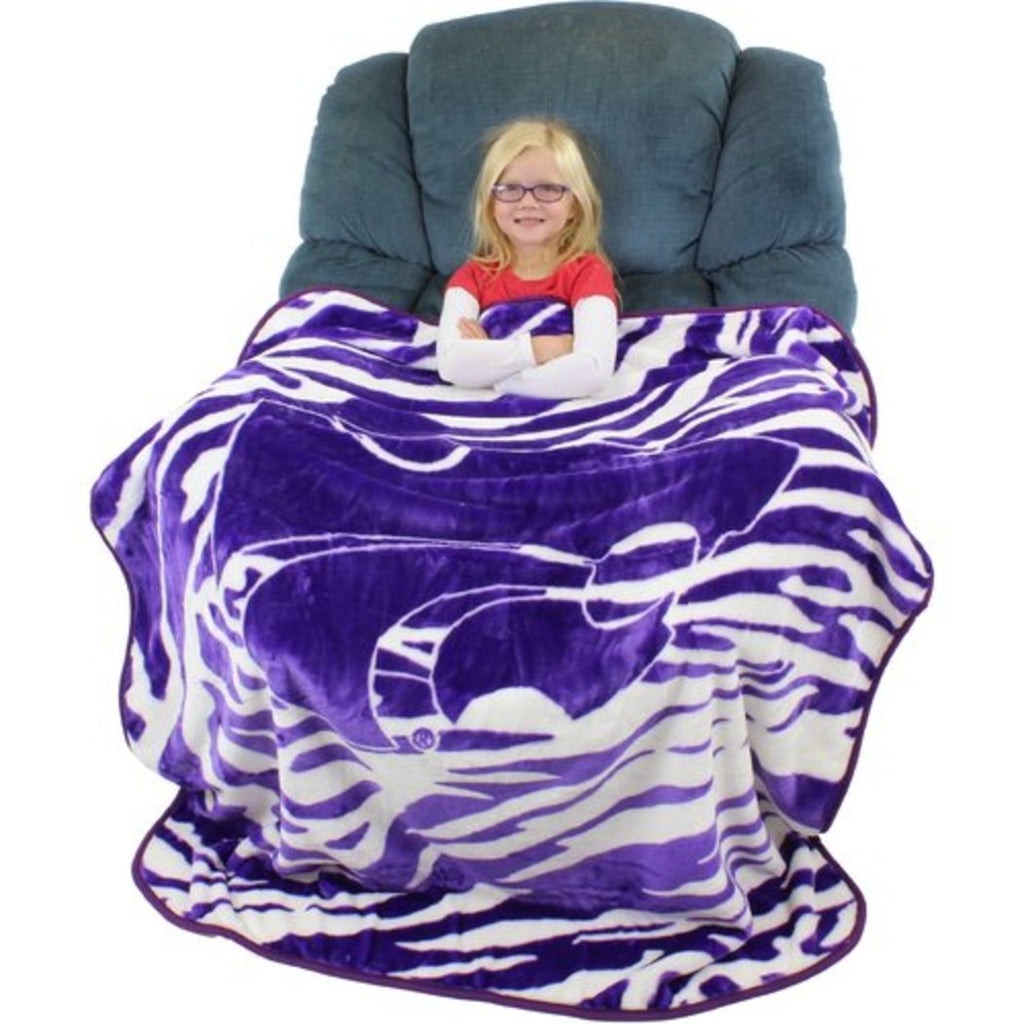 NCAA Wildcats Theme Blanket (50"Wx60"L) Purple White Collegiate Football Themed Bedding Sports Patterned Team Logo Fan Merchandise Athletic Team