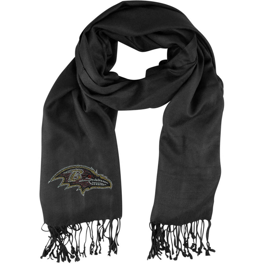 Nfl Ravens Scarf 70 X 25 Inches Football Themed Woman Accessory Sports Patterned Team Logo Fan Merchandise Athletic Team Spirit Fan Black Gold - Diamond Home USA