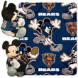 NFL Bears Throw Blanket Full Set Disney Mickey Mouse Character Shaped Pillow Sports Patterned Bedding Team Logo Fan White Burnt Orange Navy Blue - Diamond Home USA