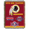 NFL Redskins Throw Blanket 48 X 60 Inches Football Themed Bedding Sports Patterned Team Logo Fan Merchandise Athletic Team Spirit Fan White Gold