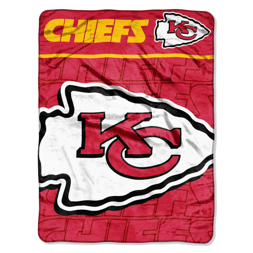 NFL Chiefs Raschel Throw Blanket 46 X 60 Inches Football Themed Bedding Sports Patterned Team Logo Fan Merchandise Athletic Team Spirit Fan Red Gold