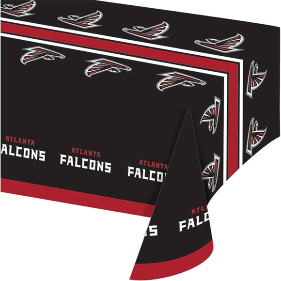 54 X 102 Inch NFL Falcons Tablecloth Football Themed Rectangle Table Cover Sports Patterned Team Color Logo Fan Merchandise Athletic Spirit Black Red - Diamond Home USA