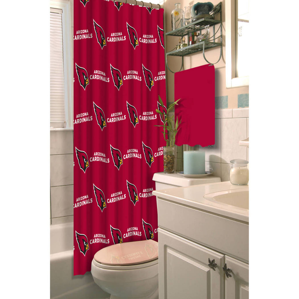 NFL Cardinals Shower Curtain 72 X 72 Inches Football Themed Bedding Sports Patterned Team Logo Fan Merchandise Bathroom Curtain Athletic Team Spirit - Diamond Home USA