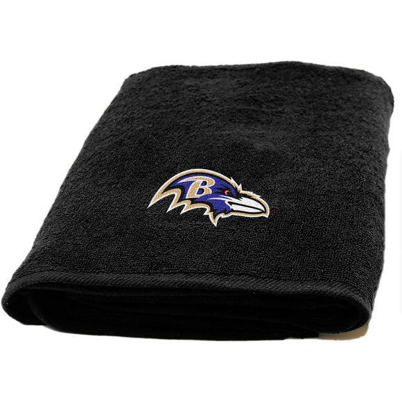 NFL Ravens Bath Towel 25 X 50 Inches Football Themed Applique Shower Towel Sports Patterned Team Logo Fan Merchandise Athletic Spirit Black Purple - Diamond Home USA
