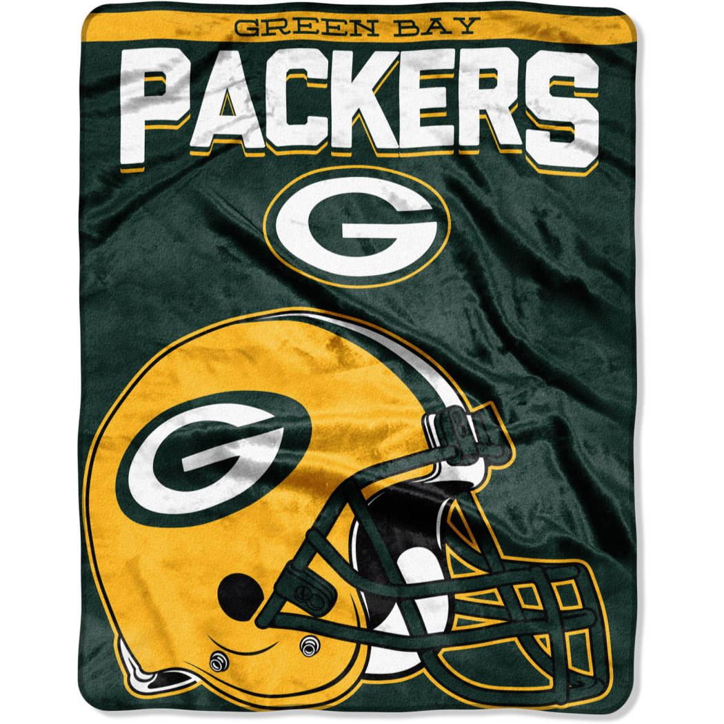 NFL Packers Throw Blanket 55 X 70 Inches Football Themed Bedding Sports Patterned Team Logo Fan Merchandise Athletic Team Spirit Fan Gold Dark Green