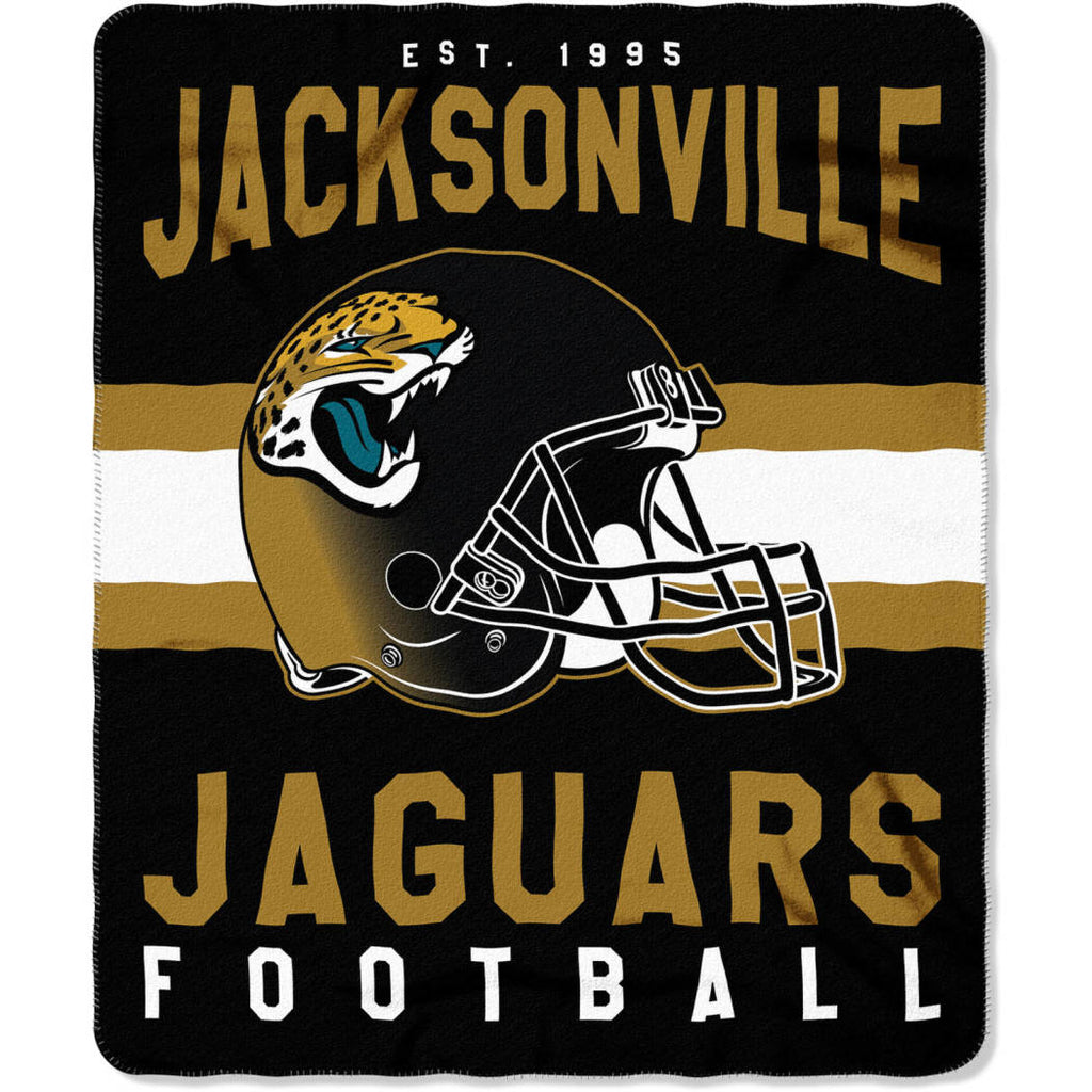 NFL Jaguars Throw Blanket 50 X 60 Inches Football Themed Bedding Sports Patterned Team Logo Fan Merchandise Athletic Team Spirit Fan Gold Silver Black