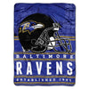 NFL Ravens Throw Blanket 60 X 80 Inches Football Themed Bedding Sports Patterned Team Logo Fan Merchandise Athletic Team Spirit Fan Black Purple Gold