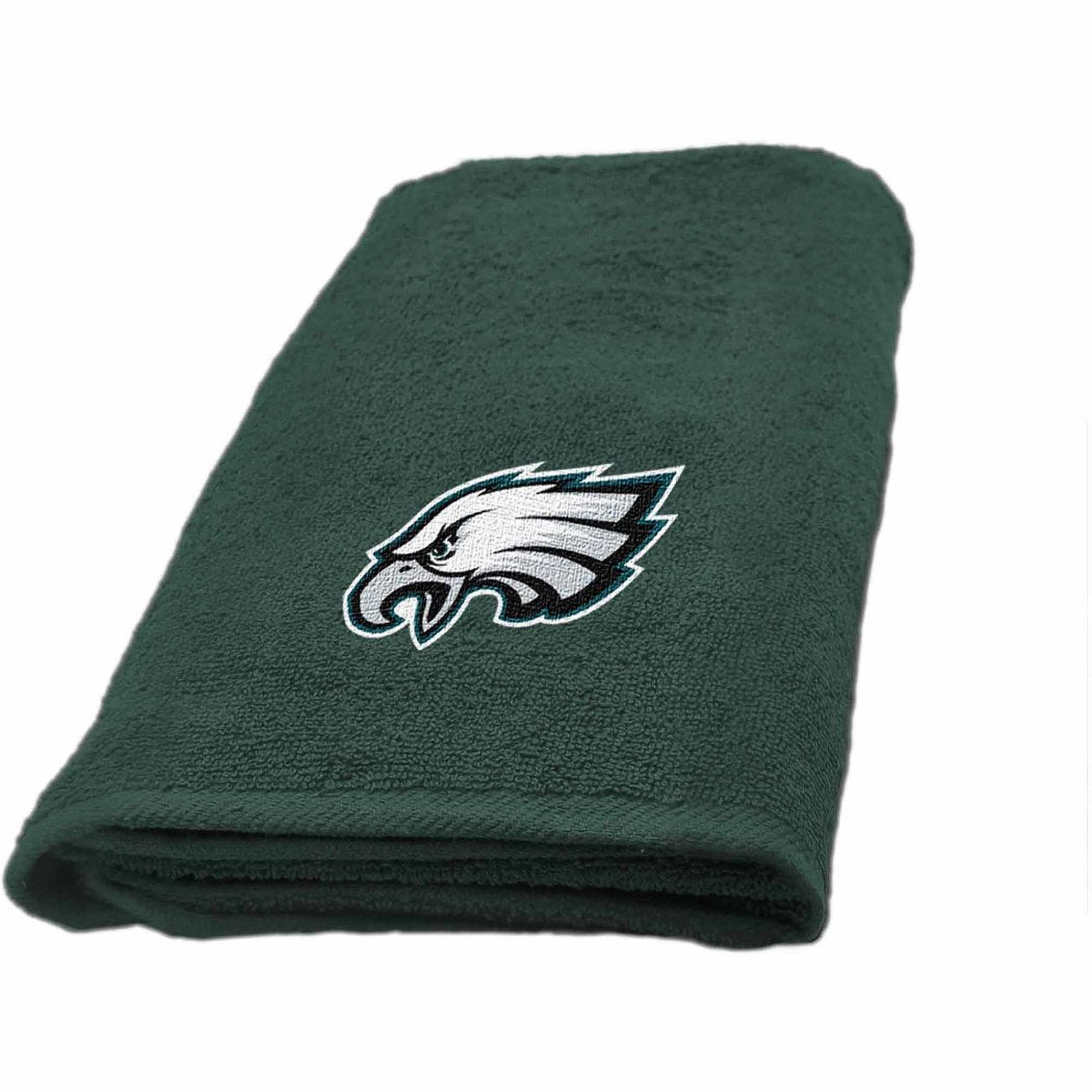 NFL Eagles Hand Towel 26 X 15 Inches Football Themed Applique Sports Patterned Team Logo Fan Merchandise Athletic Spirit Black White Silver Midnight - Diamond Home USA