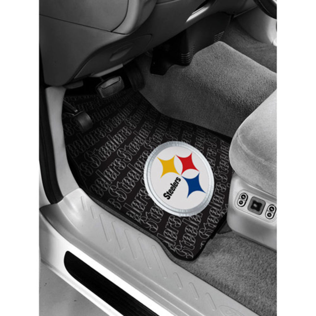29" X 17 5" NFL Steelers Mat Set Car Floor Football Themed Sports Patterned Truck Non Slip Gift Fan Team Logo Fan Merchandise Athletic Spirit Black - Diamond Home USA