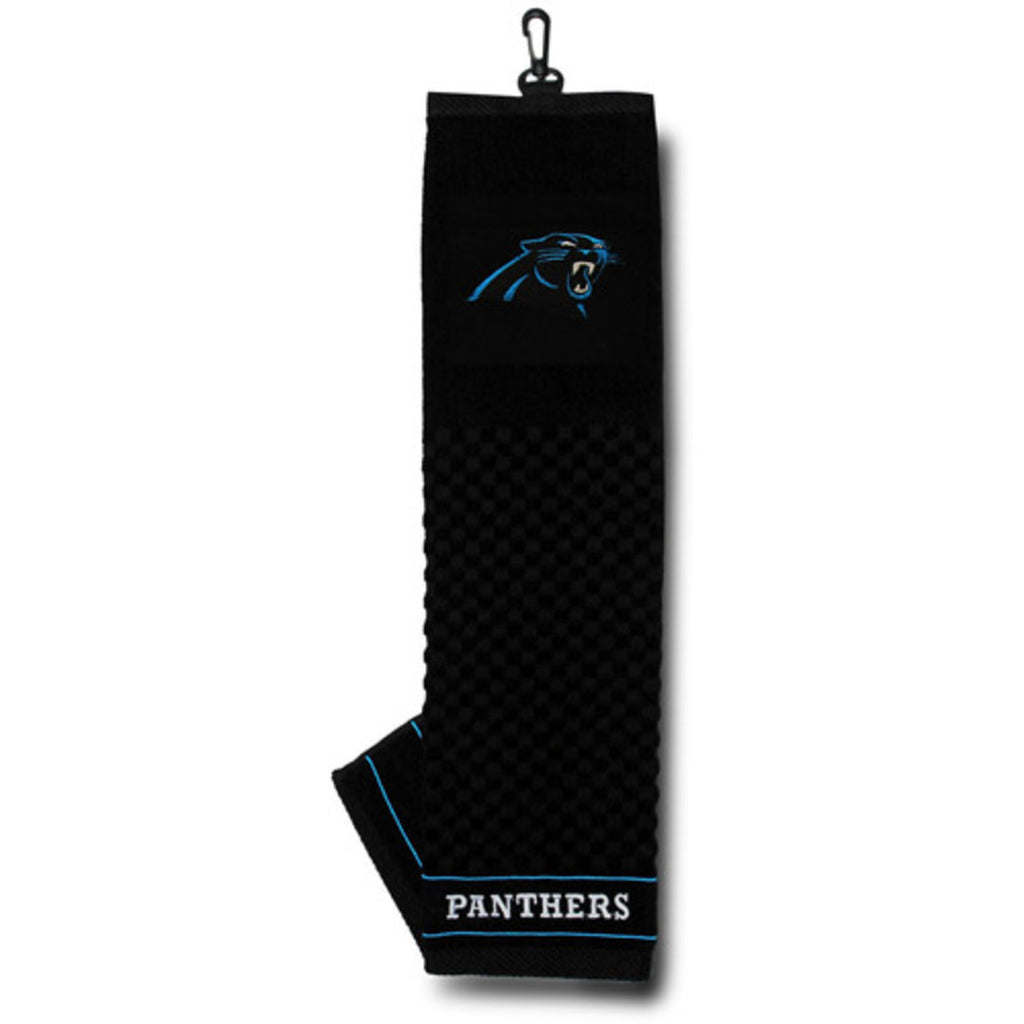 NFL Panthers Golf Towel 16 X 22 Inches Football Themed Applique Sports Patterned Team Logo Fan Merchandise Athletic Spirit Black Silver Blue White - Diamond Home USA