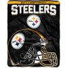 NFL Steelers Throw Blanket 55 X 70 Inches Football Themed Bedding Sports Patterned Team Logo Fan Merchandise Athletic Team Spirit Fan Black Gold White