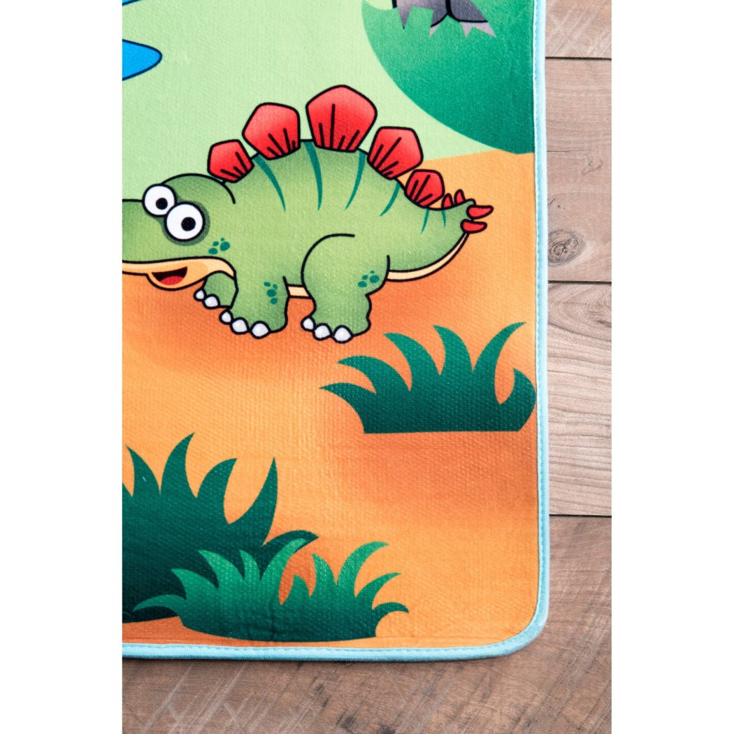 2'7 x 5' Contemporary Kids Playtime Dinosaur Friends Cartoon Color Area Rug Polyester Dino Animal Cute Fun Tween Novelty Playful Pattern Rectangular - Diamond Home USA