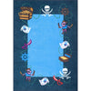 3'3 x 5' Kids Playtime Printed Pirate Theme Treasury Blue Area Rug Nylon Navy Ship Sailor Treasure Ocean Sea Coastal Tween Novelty Bold Colorful - Diamond Home USA