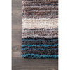 4'x6'ft Colored Blue Grey Brown Gray Striped Patterned Shag Area Rug Indoor Rugby Stripes Nautical Living Room Mat Rectangle Carpet Plush Soft Feel - Diamond Home USA